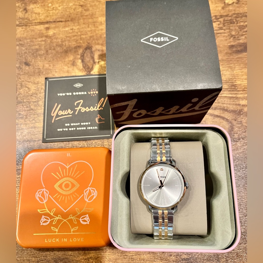 Fossil Two-Tone Silver and Gold Women's Bracelet Watch - Picture 2 of 10
